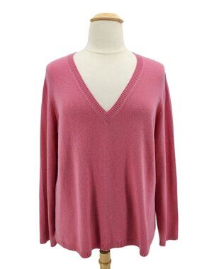 Caslon Womens Plus 3X Sweater Cashmere Pink V-neck Knit Long Sleeve Preppy